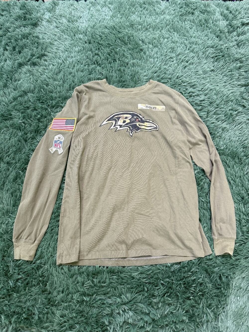 Nike NFL Baltimore Ravens Salute to Service Long Sleeve T-Shirt Men's M Military